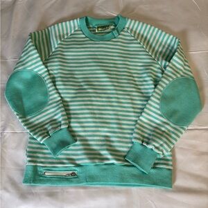 Vintage Winning Ways Women’s Striped Mint Sweater Elbow Patches Small Japanese